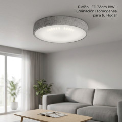 Plafonnier LED circulaire 33 cm 18 W 1350 lm | Bordure grise | Lampe de plafond LED