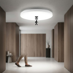 Plafonnier LED circulaire 30 cm 18 W 1800 lm | Détecteur de mouvement | Lampe de plafond LED