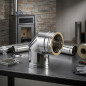 Gomito a doppia parete in acciaio inox a 90° da 80 mm | Aspirazione fumi per stufe e caminetti a pellet