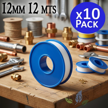 Confezione da 10 rotoli di nastro in teflon professionale 12 mm x 12 m | Nastro sigillante per tubi | Sigillatura filettature