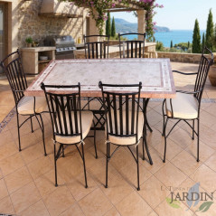 Denia Garden Set with Table and Chairs | Outdoor Furniture with Marble Finish | Sophisticated Design