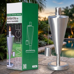 Torche de Jardin en Acier Inox 27 cm - Durent toute la Nuit