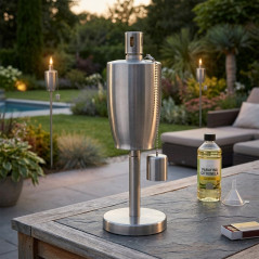 Antorcha de Jardín de Acero Inoxidable Exclusive 27 cm | Lámpara de Aceite para Exterior | Iluminación Decorativa