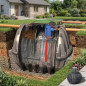 Station d'épuration de 2700 litres | Fosse septique pour eaux usées avec couvercle fixe | Station d'épuration pour 1 à 3 personn