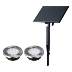 Confezione da 2 faretti LED solari da incasso 2W 112 lm | Bianco neutro | IP65