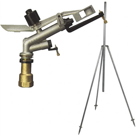 Ibis Irrigation Cannon | Irrigatore agricolo circolare a 360° con treppiede in metallo | Ugelli femmina da 1" da 13 a 23 m