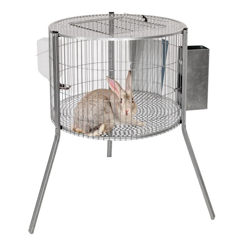 Cage cylindrique pour lapins males, Cage pour animaux en métal avec pieds 69x44 cm