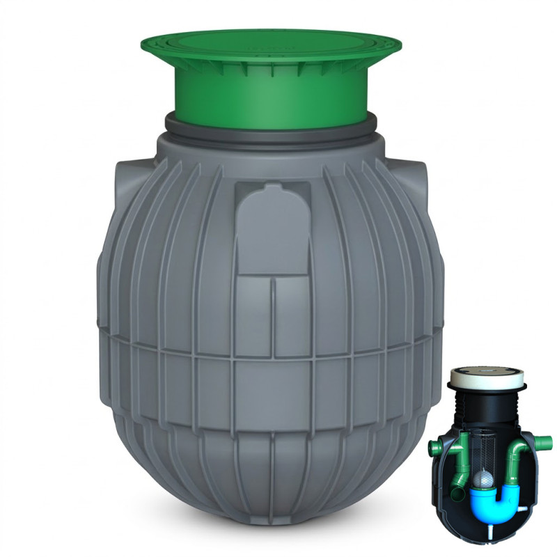 Separatore di idrocarburi da 900 L e 3 L/s con decantatore e filtro coalescente Separatore di idrocarburi da 900 L e 3 L/s con decantatore e filtro coalescente