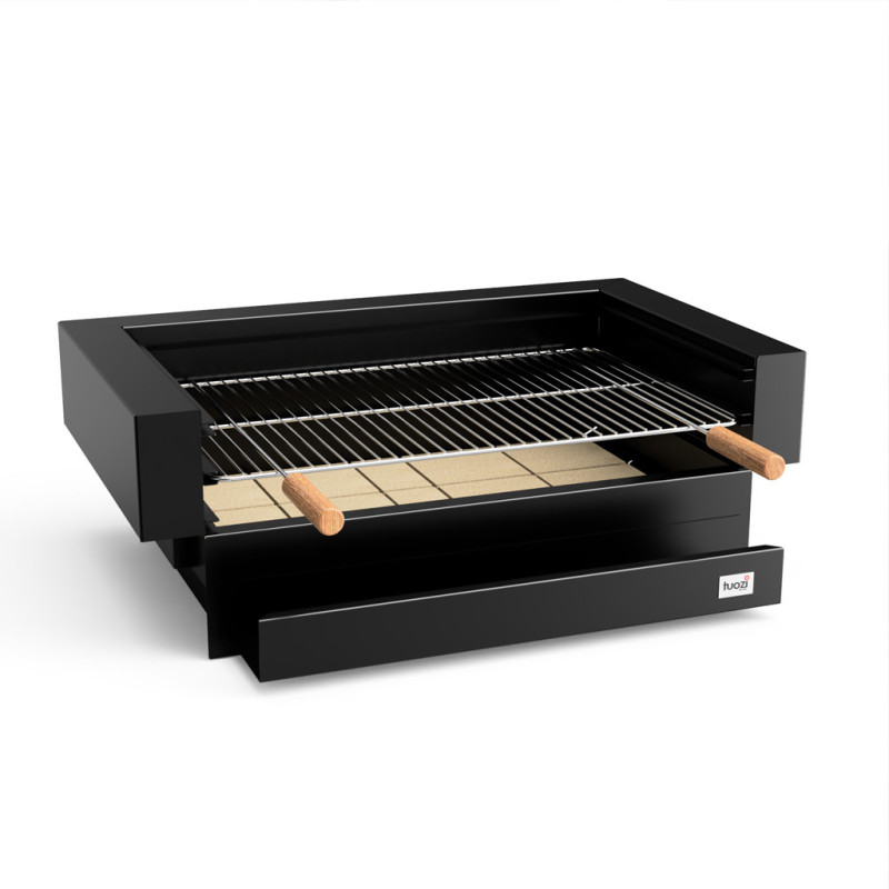 Gaveta com grelha para churrasqueira e módulos Kitaway 74×58×80 cm | Gaveta em aço preto para cozinha externa e churrasqueira