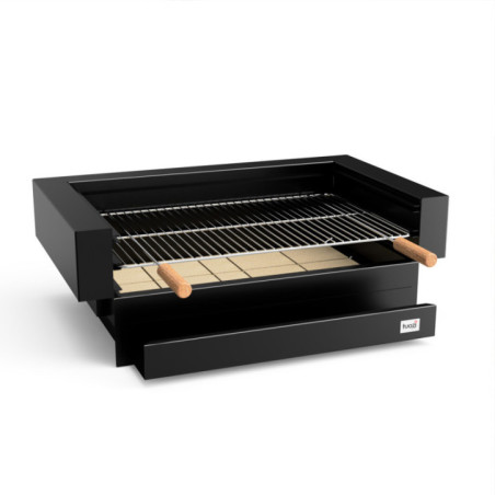 Gaveta com grelha para churrasqueira e módulos Kitaway 74×58×80 cm | Gaveta em aço preto para cozinha externa e churrasqueira