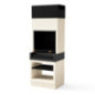 Barbacoa de Obra Kitaway 84x63x237 cm con Parrilla 68,5x42 cm | Barbacoa de Hormigón Blanco y Negro con Cajon