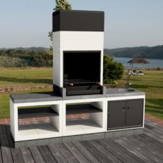 Kitaway White BBQ Skirting Board 84 x 14 cm | Concrete Baseboard for Built-in BBQs | Kitchen Accessory