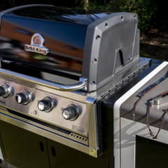 Barbacoa de Obra Broilking 98x63x119 cm | Barbacoa de Hormigón y Acero para Jardin | 4 Quemadores