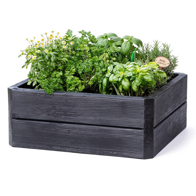 Modular Polypropylene Planter 60x60x25 cm | Wood Imitation | Planter for Garden and Terrace