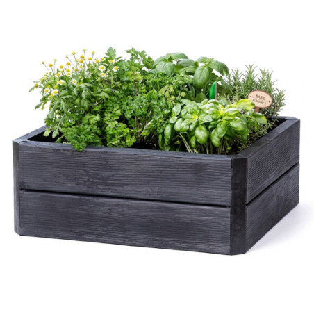 Jardinière modulaire en polypropylène 60 x 60 x 25 cm | Imitation bois | Jardinière pour jardin et terrasse
