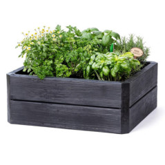Modular Polypropylene Planter 80x80x25 cm | Wood Imitation | Planter for Garden and Terrace