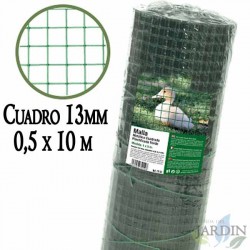 Grillage à Poule 13mm 0,5x10 m. Galvanisé Maille carré en plastique vert . Cloture poulailler voliere Poulailler Jardin metalliq