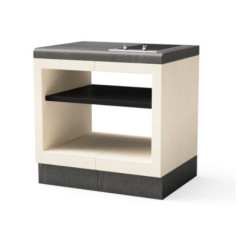 Modulo Bancada con Placa Vitroceramica para Barbacoa de Obra Kitaway 84×63×85 cm | Base Blanca/Gris para Barbacoa