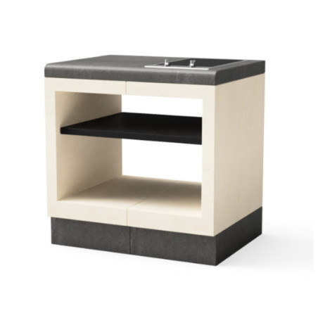 Modulo Bancada con Placa Vitroceramica para Barbacoa de Obra Kitaway 84×63×85 cm | Base Blanca/Gris para Barbacoa