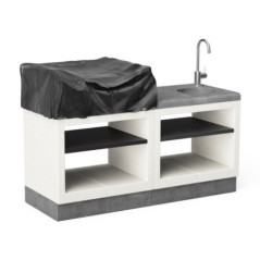 Kit barbecue da incasso + modulo lavello + piano di lavoro Kitaway 255x63x115 cm | Barbecue in cemento per giardino esterno