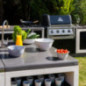 Pack Barbacoa de Obra + Modulo de Fregadero + Bancada Kitaway 266x63x119 cm | Barbacoa de Hormigón para Jardín Exterior