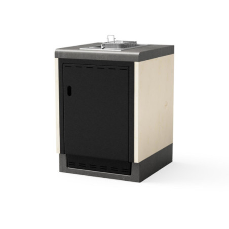 Kitaway Module barbecue encastrable 61×63×85 cm avec friteuse | Base blanche/grise pour barbecue de jardin