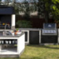 Modulo Bancada con Placa de Gas para Barbacoa de Obra Kitaway 61×63×85 cm | Base Blanca/Gris para Barbacoa de Jardín