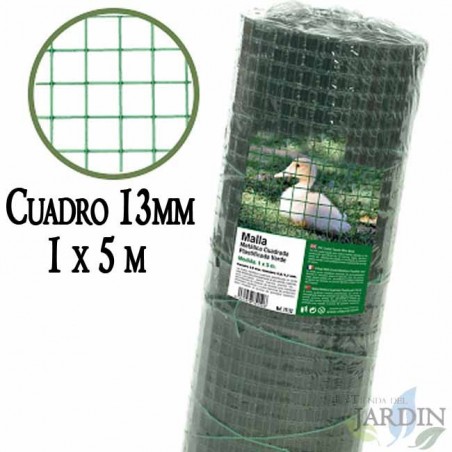 Grillage à Poule 13mm 1x5 m. Galvanisé Maille carré en plastique vert . Cloture poulailler voliere Poulailler Jardin metallique