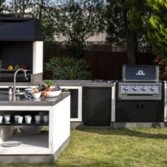 Kitaway Modulo angolare per barbecue da incasso 63×63×85 cm | Base grigia per barbecue da giardino