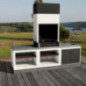 Barbecue encastrable Kitaway 84 x 63 x 237 cm avec grille 68,5 x 42 cm | Barbecue en béton blanc et gris avec tiroir Barbecue encastrable Kitaway 84 x 63 x 237 cm avec grille 68,5 x 42 cm | Barbecue en béton blanc et gris avec tiroir