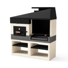 Barbecue encastrable Otte 168 x 63 x 192 cm + four | Barbecue en béton pour jardin extérieur
