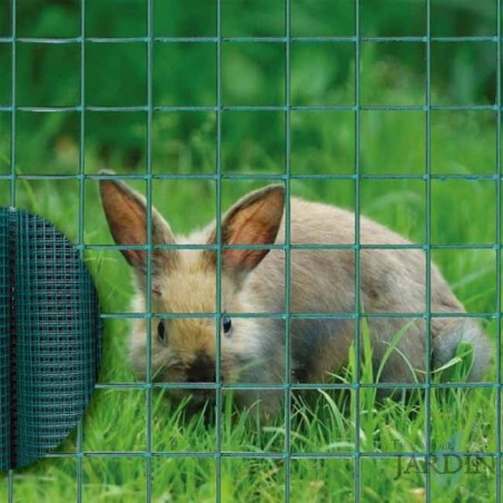 Green metal mesh, 19mm square. Plastic-coated fence, 0.5 x 10 meters.