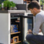Kitaway Module de comptoir barbecue encastrable 61×63×85 cm avec réfrigérateur | Base blanche/noire pour barbecue de jardin