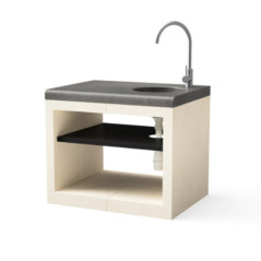 Kitaway Modulo da incasso per barbecue da 84×63×71 cm con lavello | Base bianca/grigia per barbecue da giardino