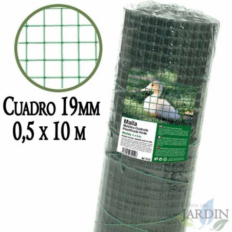 Grillage à Poule 19mm 0,5x10 m. Galvanisé Maille carré en plastique vert . Cloture poulailler voliere Poulailler Jardin metalliq