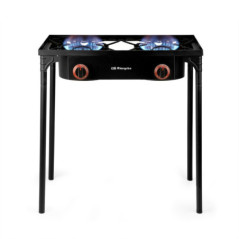 Orbegozo 2-Burner Gas Stove | Cast Iron Camping Gas Stove for Outdoor Use | Piezoelectric Ignition Stove
