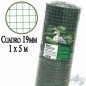 Malla metalica verde 1 x 5 m, cuadros 19mm para cercados, granjas, animales