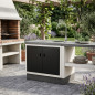 Kitaway Einbau-Grillspüle Weiß/Grau 84x63x85 cm | Grillunterschrank für den Außenbereich mit Wasserhahn