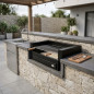 Cajón con Parrilla para Barbacoa y Módulos Kitaway 74×58×80 cm | Cajón Acero Negro para Cocina Exterior y Barbacoa
