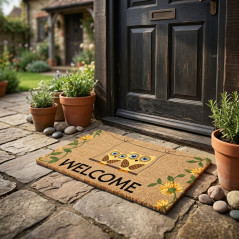 Zerbino da Esterno Ingresso, Tappeto da Ingresso Interno Assorbente e Antiscivolo 40x60 cm Gufi