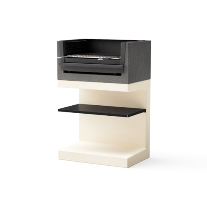 Modulo Mini Grill para Barbacoa de Obra Kitaway 63x41,5x96 cm | Base Blanca/Gris para Barbacoa de Jardín Exterior