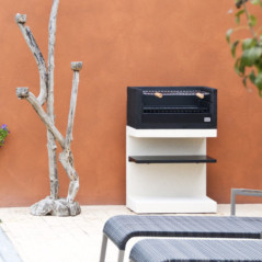 Kitaway Mini Grill Module for Built-in Barbecue 63x41.5x96 cm | White/Grey Base for Outdoor Garden Barbecue
