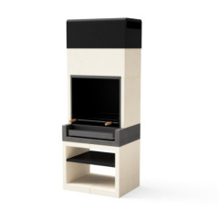 Barbecue da incasso Kitaway 84x63x223 cm con griglia 68,5x42 cm | Barbecue in cemento bianco e grigio con cassetto