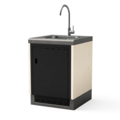 Kitaway 61×63×85 cm Modulo barbecue da incasso con lavello | Base bianca/grigia per barbecue da giardino
