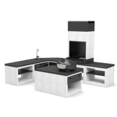Kitaway 61×63×85 cm Modulo barbecue da incasso con lavello | Base bianca/grigia per barbecue da giardino