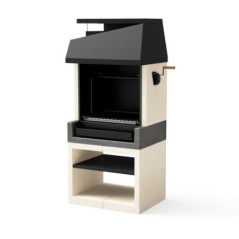 Barbecue da incasso Kitaway 84x63x192 cm con griglia in acciaio | Barbecue in stile argentino, bianco e grigio
