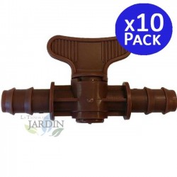 10 x Vanne Commutation d'Irrigation, Robinet d'arrosage goutte à goutte 16mm, valve 16 mm, marron