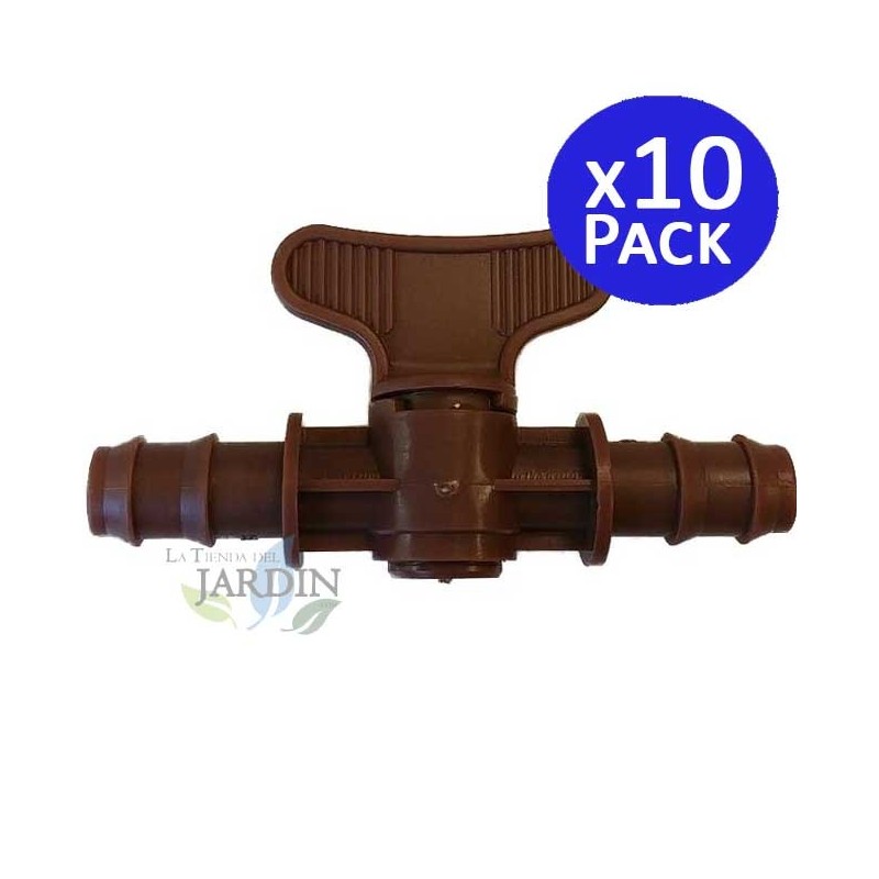 10 x Vanne Commutation d'Irrigation, Robinet d'arrosage goutte à goutte 16mm, valve 16 mm, marron