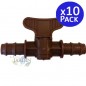 Lot de 10 Vanne Commutation d'Irrigation, Robinet d'arrosage goutte à goutte 16mm, valve 16 mm, marron