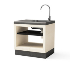 Kitaway Modulo da incasso per barbecue da 84×63×85 cm con lavello | Base bianca/grigia per barbecue da giardino